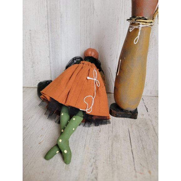 Vintage doll pumpkin jack of lantern primitive set Halloween gourd fall decor fi - Picture 5 of 7